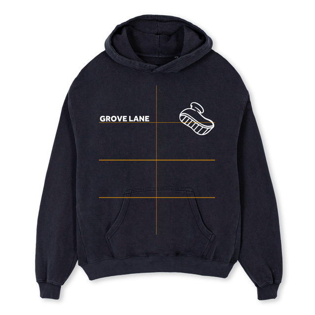 GLRC CLUB PULLOVER  Vintage Black Oversized Hoodie.