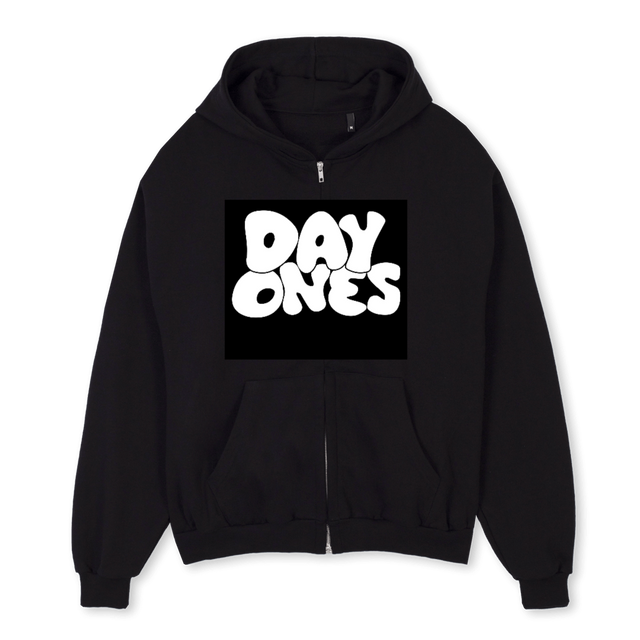 ZIPPER DAY ONES W Black Oversized Zipped Hoodie.