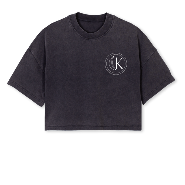 BANANA BTOC Vintage Black Cropped Oversized Tee.