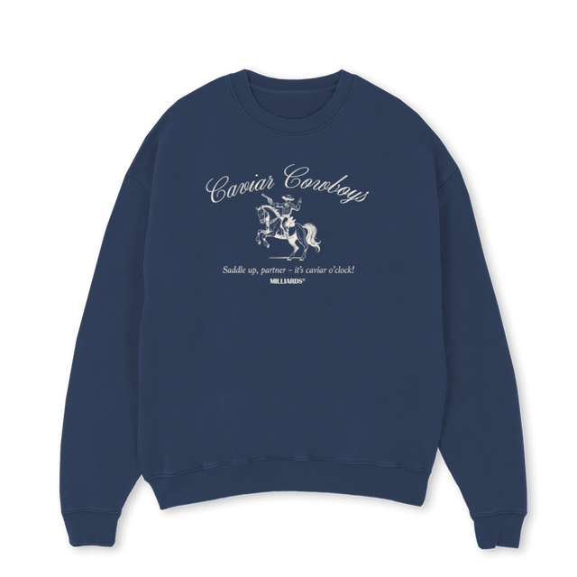 COWBOYSCREWNECK_OS Navy Blue Oversized Crewneck Sweater