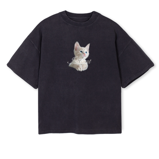 PUSSY_2 Vintage Black Oversized Boxy Tee
