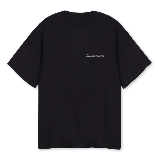 HSSCRIPTFRNTVBLACK Black Oversized Tee.