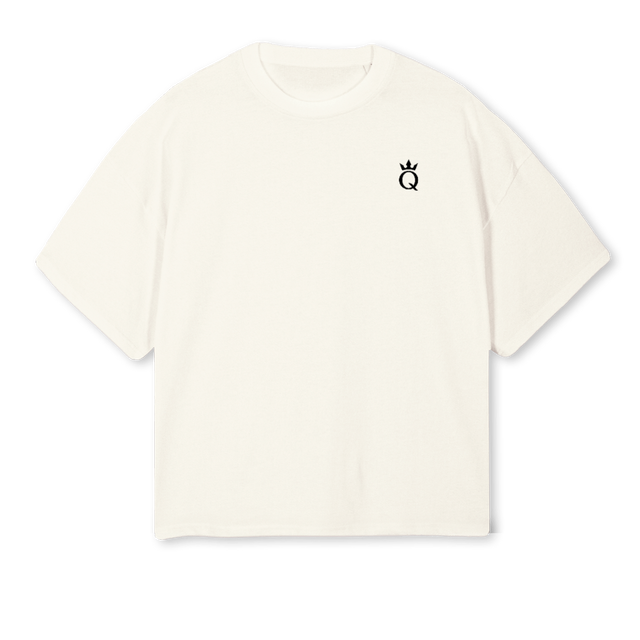 MQSAMPLEQUATRO Cream Oversized Boxy Tee.