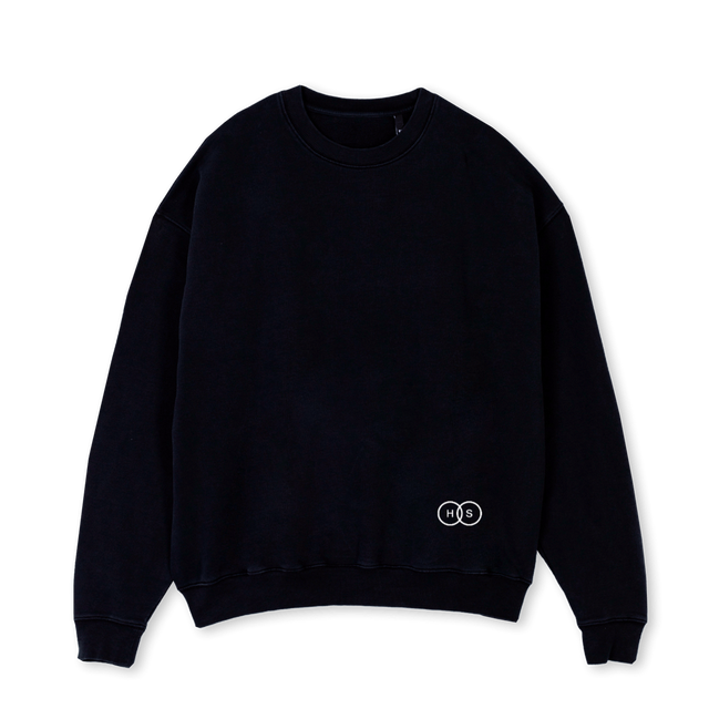 CREWGREYHS Black Oversized Crewneck Sweater.