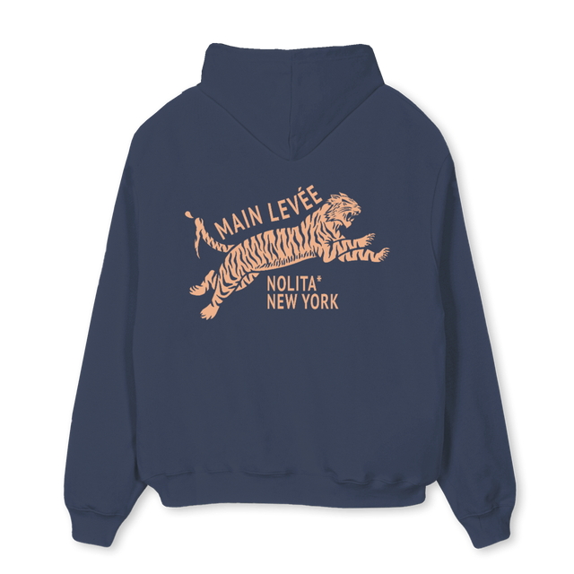 AMLCHINATOWNTIGER Navy Blue Oversized Hoodie.