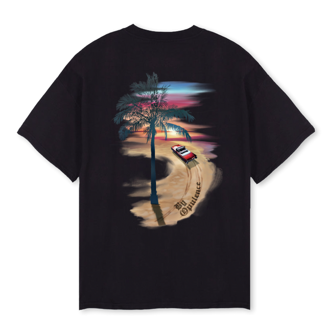OTSUNSET_B Black Oversized Tee.
