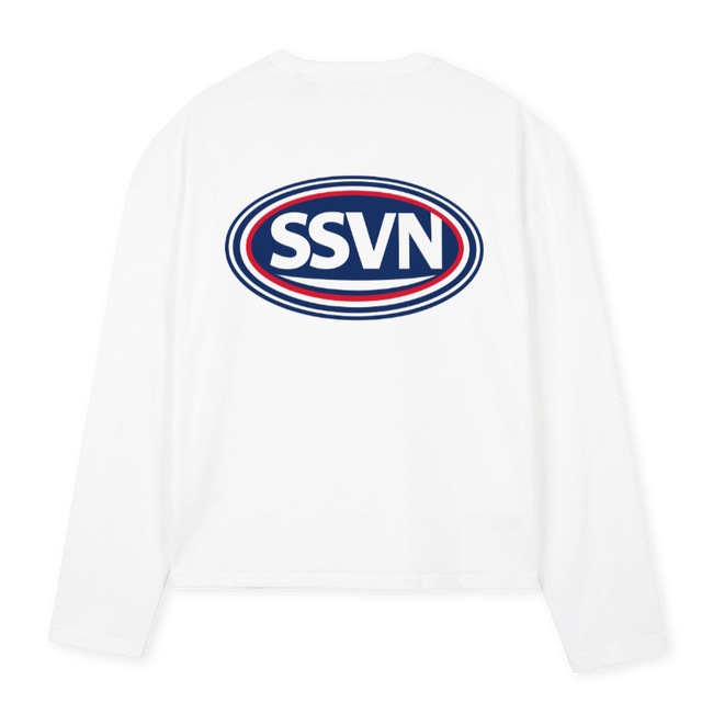 SSVNLS_W White Oversized Boxy LS Tee.