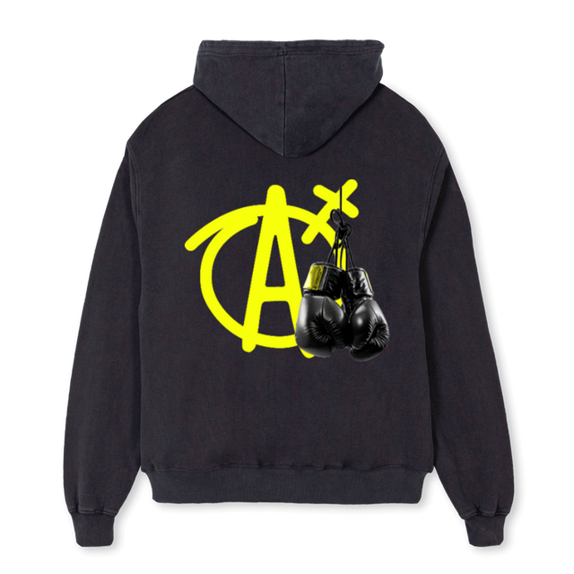 APMGLOVESHOODIEVB Vintage Black Oversized Zipped Hoodie.