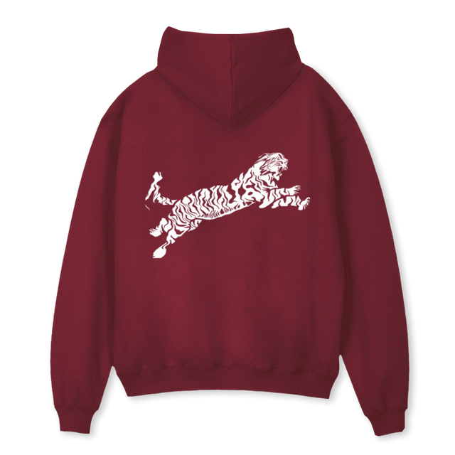 AMLMELTEDTIGER_B Burgundy Oversized Hoodie.