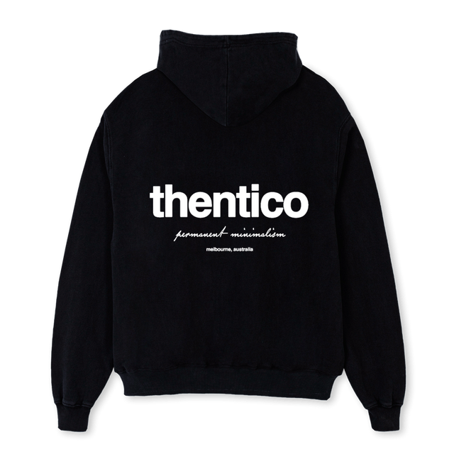THENTIC_OSH Black Oversized Hoodie.