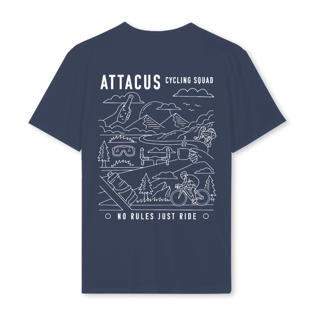 ATTACUSBACKPRINT Navy Blue Regular Tee.