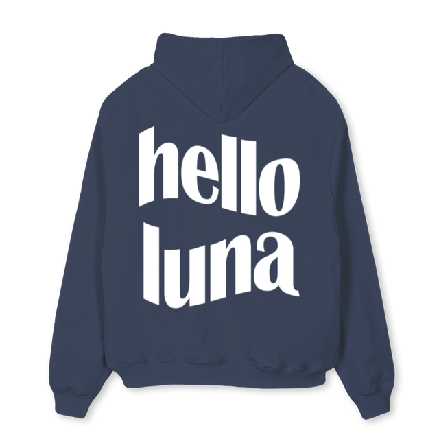 HELLOLUNASWEAT_NB Navy Blue Oversized Hoodie