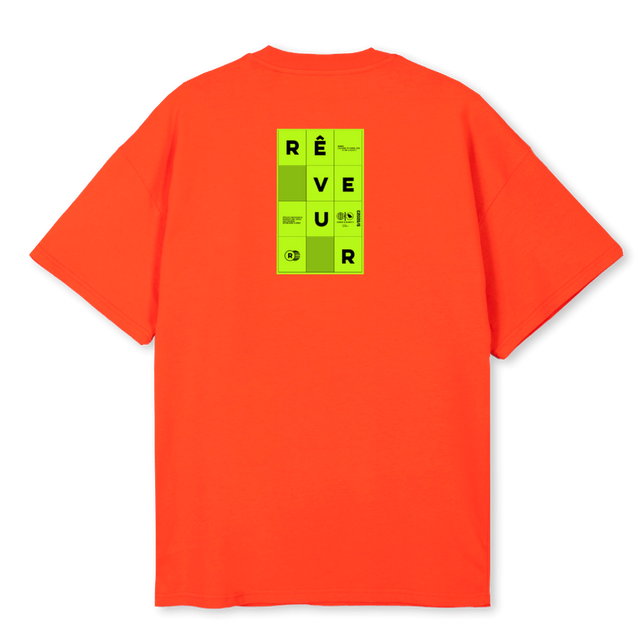 PUZZLE REVEUR Hot Orange Oversized Tee.