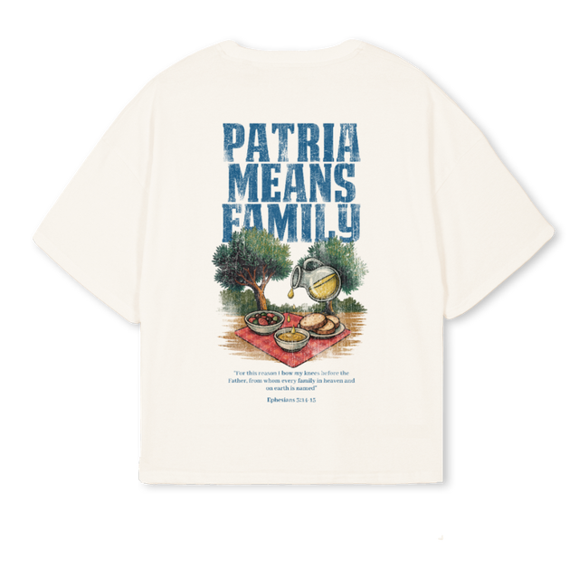 PATRIAMEANSFAMILY Vintage White Oversized Boxy Tee.
