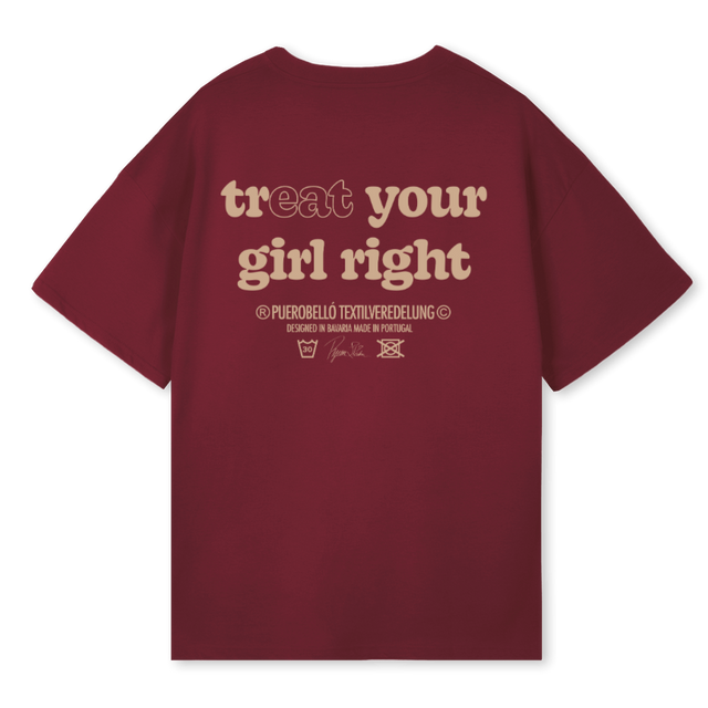 EAT YOUR GIRL RIGHT Burgundy Oversized Tee.