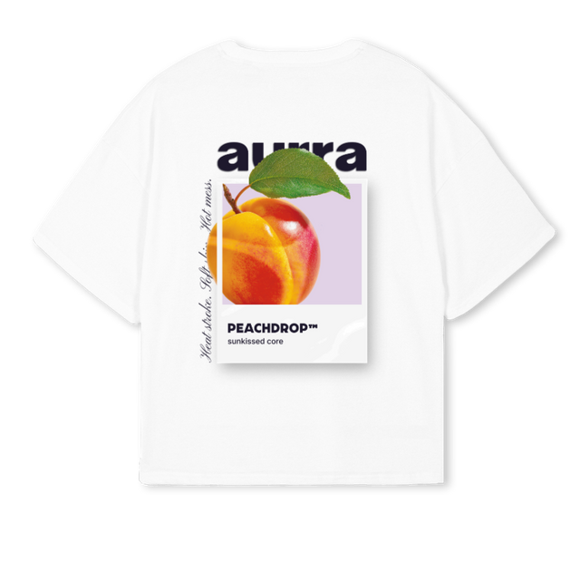 PEACHDROP_BOXY White Oversized Boxy Tee