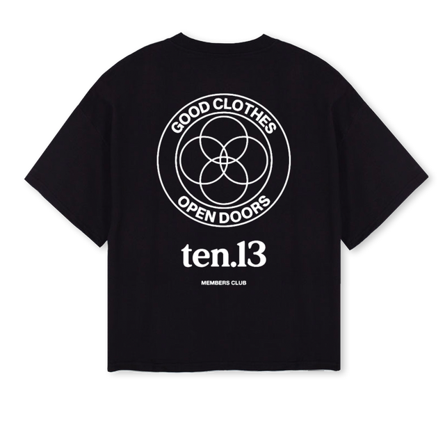 TENTHIRTEEN Black Oversized Boxy Tee.