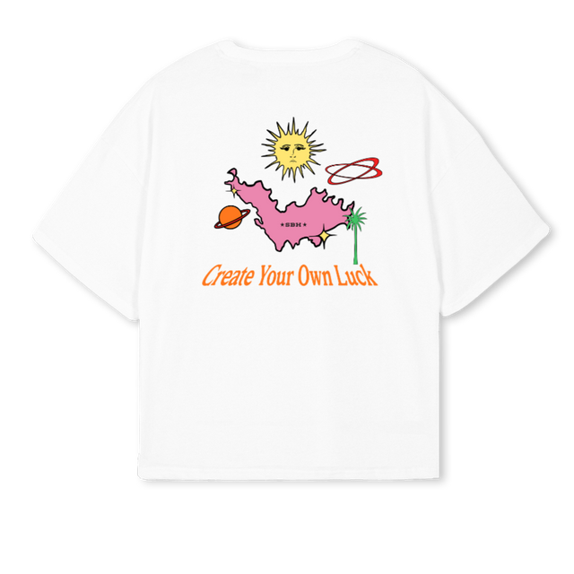 FORTUNACROPWHITE White Oversized Boxy Tee