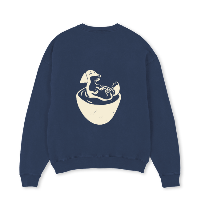 IRWIN DARK Navy Blue Oversized Crewneck Sweater.