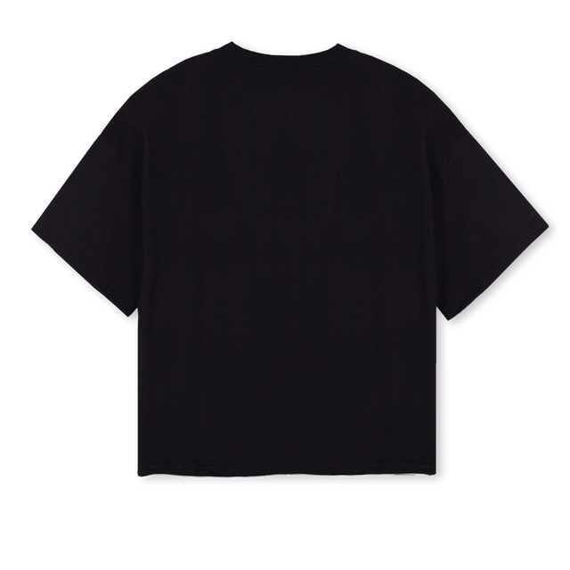 SEGUNDOD Black Oversized Boxy Tee.