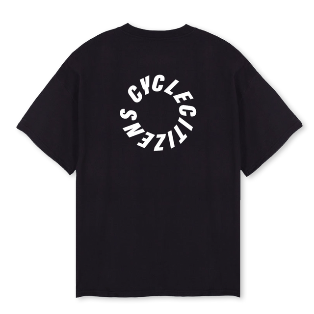 CIRCLEBACK_B Black Oversized Tee.