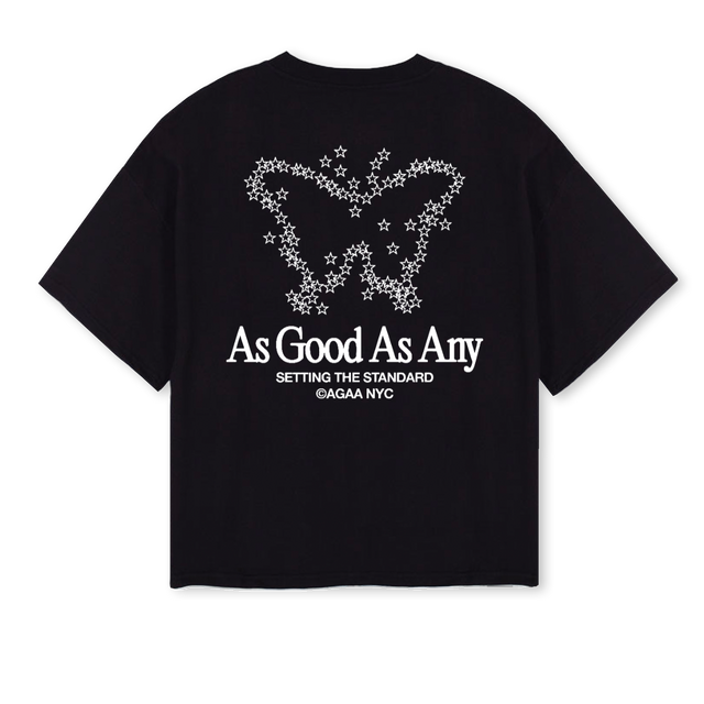 COSMICBUTTERFLYTEE_B Black Oversized Boxy Tee.