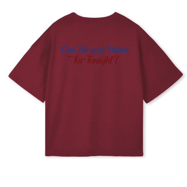 CANIBEYOURDINNER _B Burgundy Oversized Boxy Tee.