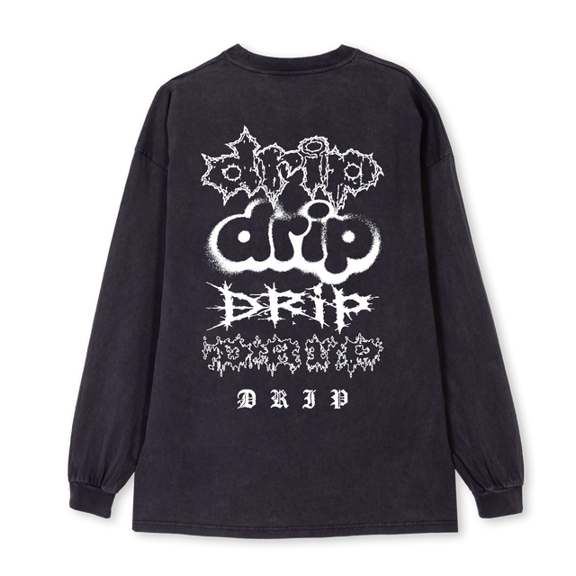 DRIPINCIAGA_LS Vintage Black Oversized LS Tee.