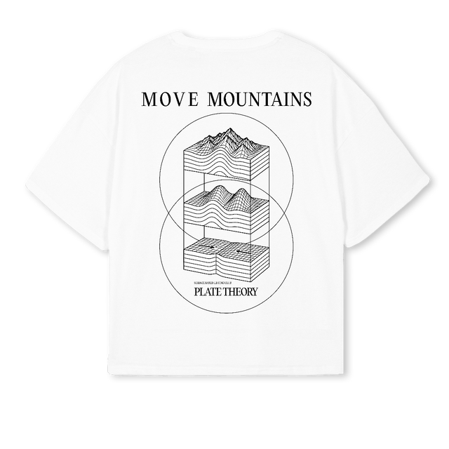MOVEMOUNTAINSS_W White Oversized Boxy Tee.