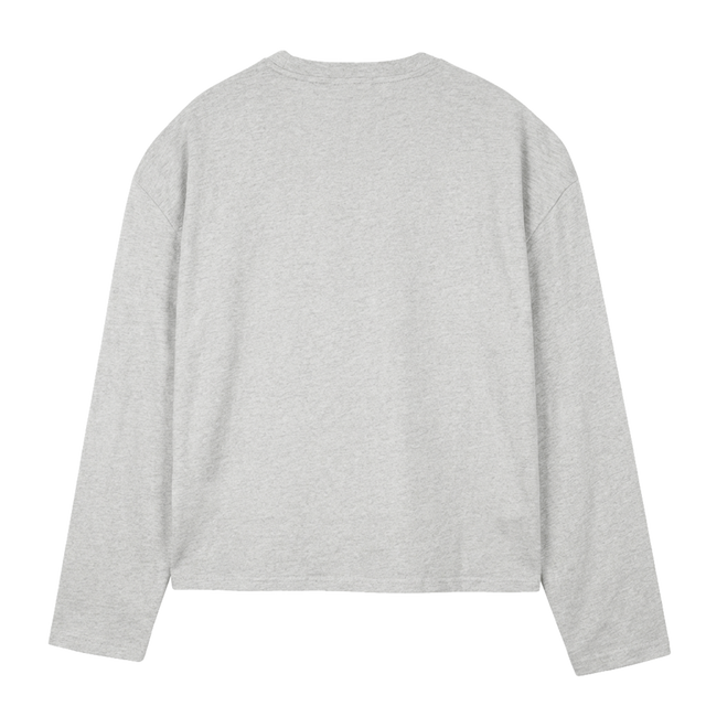 PINKLOGOBLURWHITE_LG Light Grey Marl Oversized Boxy LS Tee.