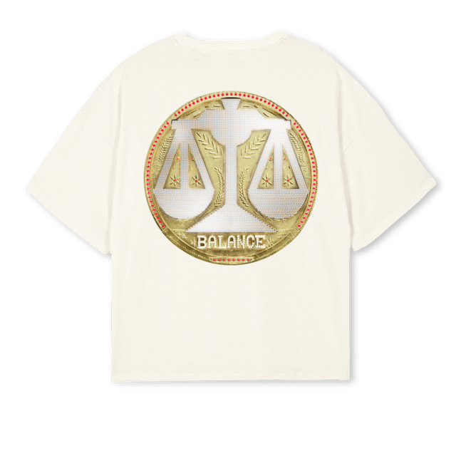 BALANCE_C Cream Oversized Boxy Tee