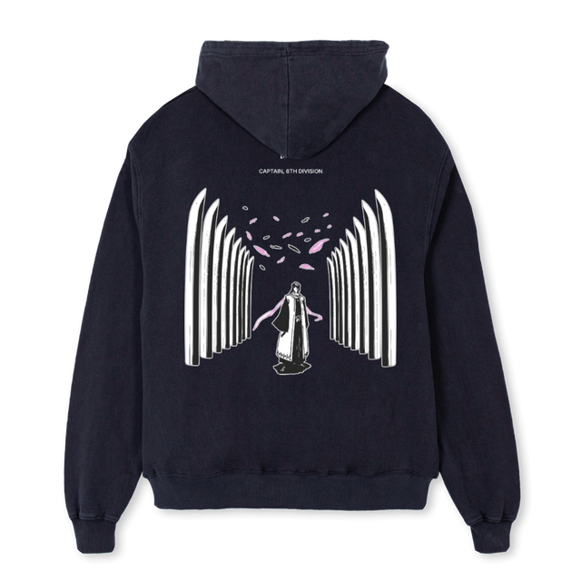 CAPTAIN SIXTH DIV_B Vintage Black Oversized Hoodie.