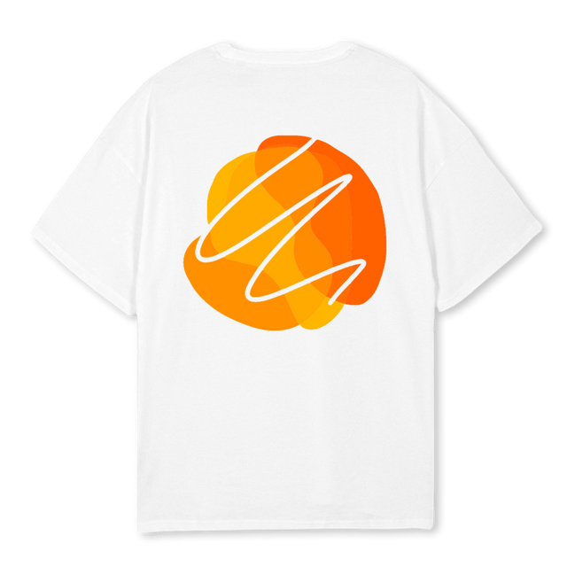 USUAL DAY ORANGE White Oversized Tee.
