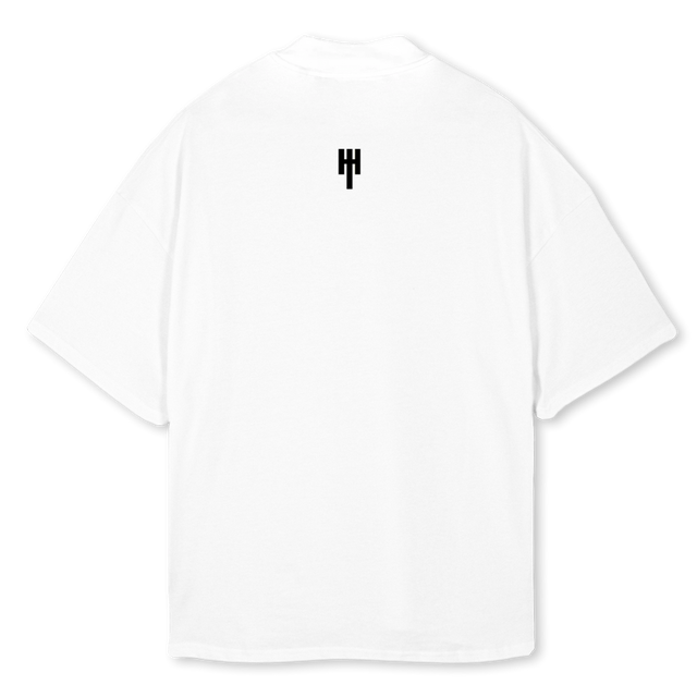 NUMBERED MEN White Oversized Mock Neck Tee.