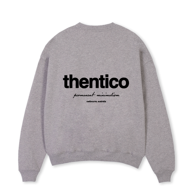 THENTICOSWEATSHIRT_B Grey Marl Oversized Crewneck Sweater.