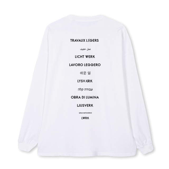 LWRK LANGUAGES White Oversized LS Tee.