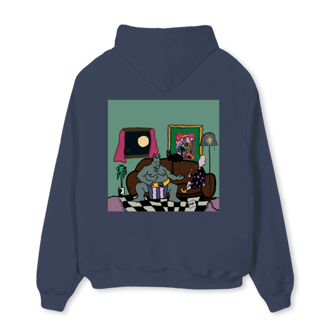 SURFCOUCH WZDMWZGY_N Navy Blue Oversized Hoodie.