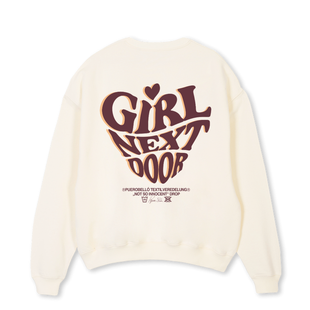 NOTSOINNOCENTCREW Cream Oversized Crewneck Sweater.