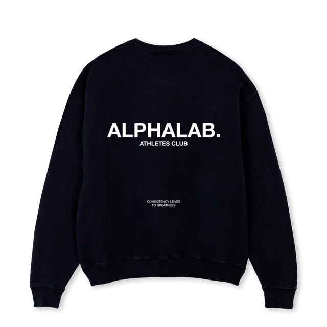 ATHLETESCLUBCREWBLCK Black Oversized Crewneck Sweater.
