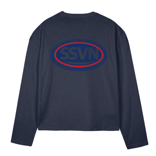 SSVNLS_N Navy Blue Oversized Boxy LS Tee.