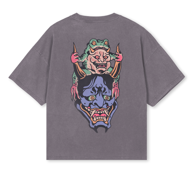 HANNYA Pigment Grey Oversized Boxy Tee.