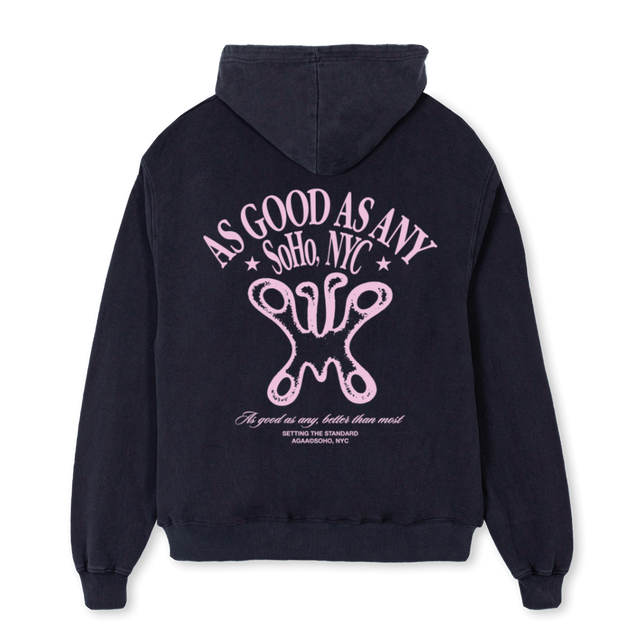 AAABUTTERFLY Vintage Black Oversized Hoodie.
