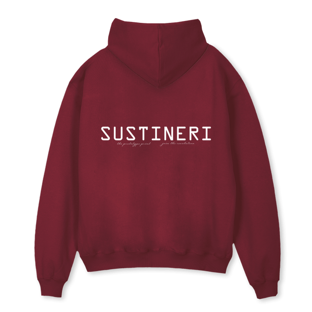 PROTOTYPE PRINT OSH Burgundy Oversized Hoodie.