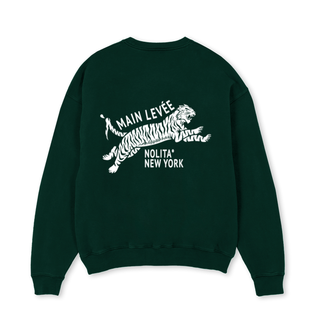 AMLCHINATOWNTIGER_WG Wild Green Oversized Crewneck Sweater
