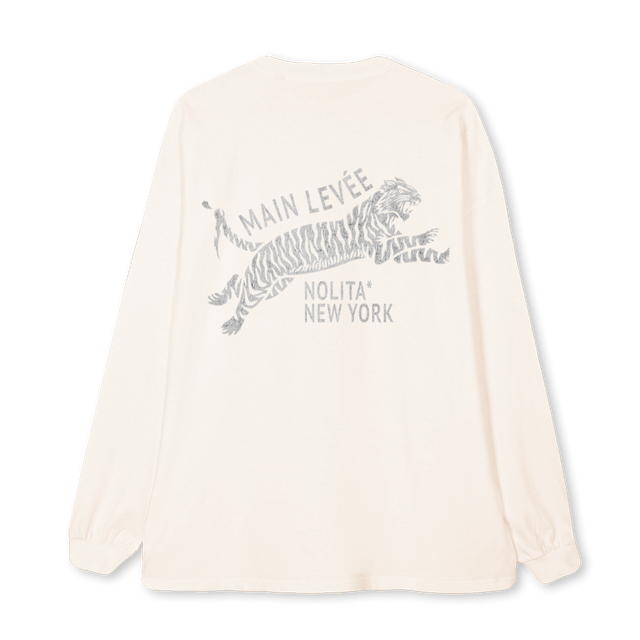 FADEDTIGERLONGSLEEVE Vintage White Oversized LS Tee.