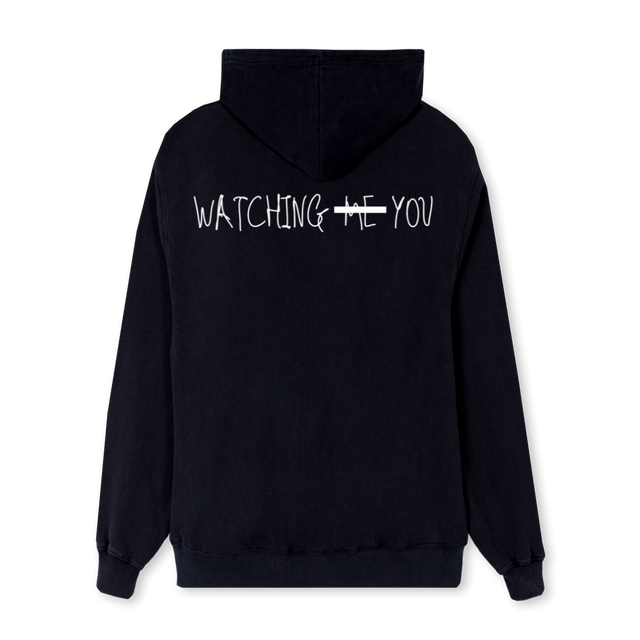 WATHCINGMEYOUHOOD_REG Black Regular Hoodie.