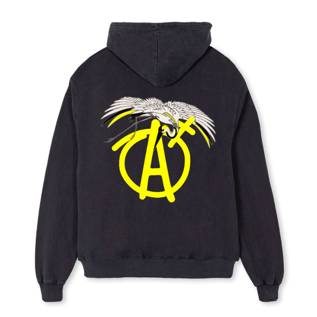 APMBIRDHOODIE Vintage Black Oversized Zipped Hoodie.