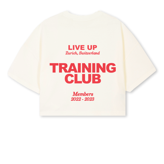 WMN WHITRE CLUB Cream Cropped Oversized Tee.