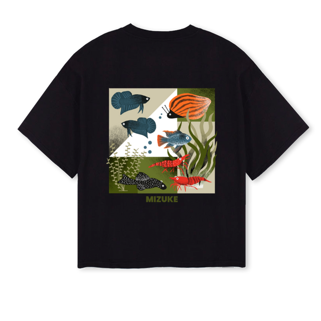 MIZUKE CUBO_B Black Oversized Boxy Tee