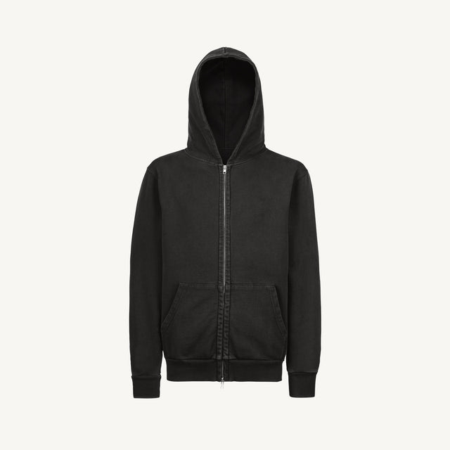 Vintage Black Regular Zipped Hoodie Mockups.